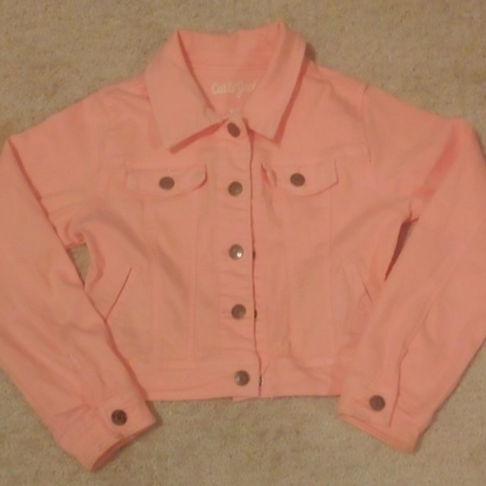 Cat& Jack Girls Pink denim button down jacket